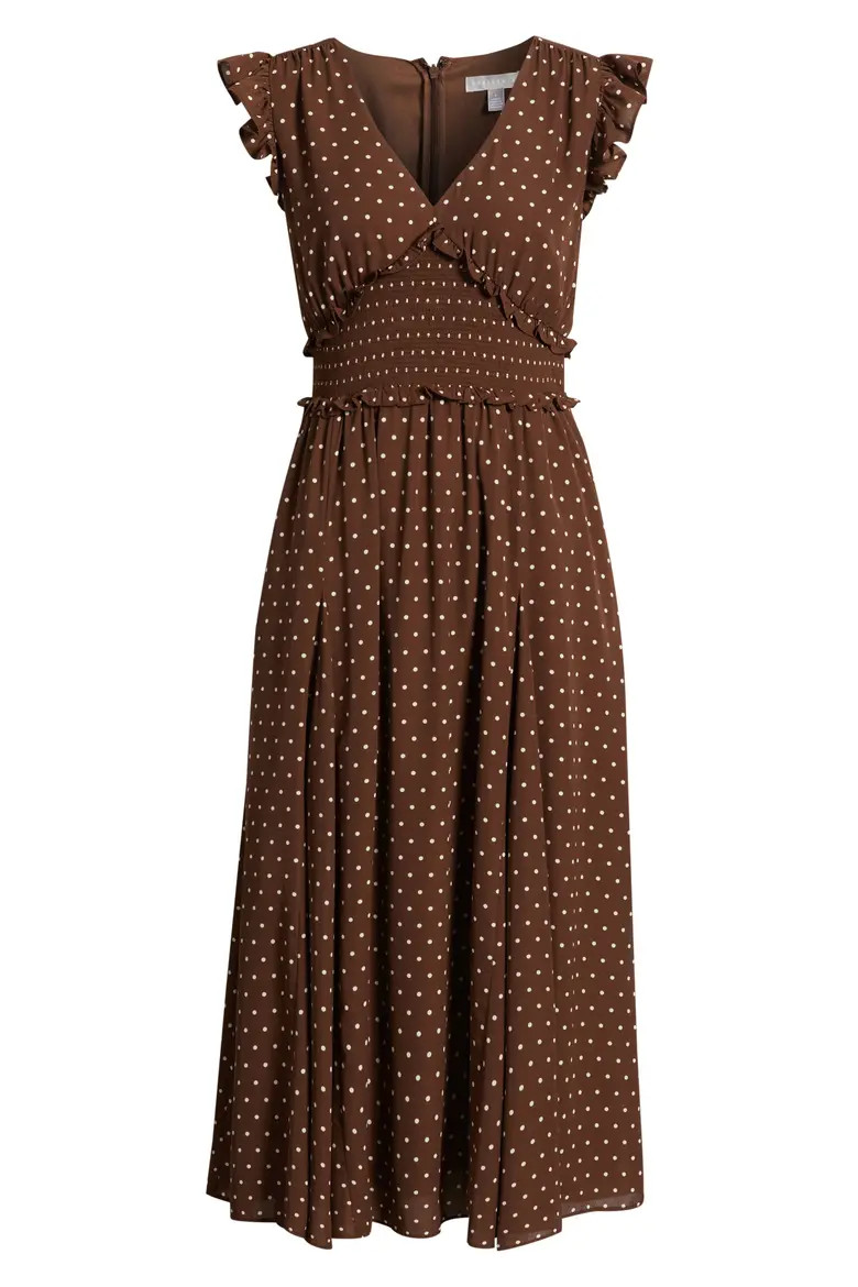 Smocked Chiffon Midi Dress (Women) | Nordstrom | Nordstrom
