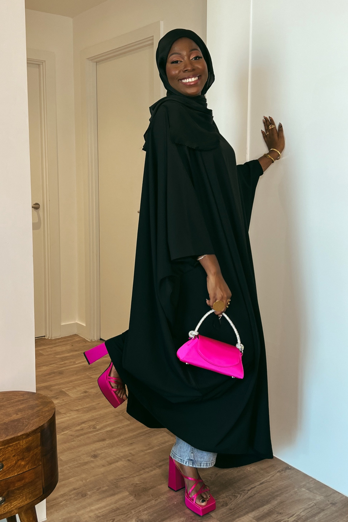 Something comfortable , Black dress, pink bag, pink heels, jeans , modest outfit 

#LTKshoecrush #LTKeurope #LTKstyletip