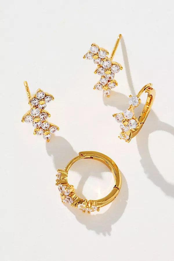 Floral Huggie Hoop Earrings, Set of 2 | Anthropologie (US)