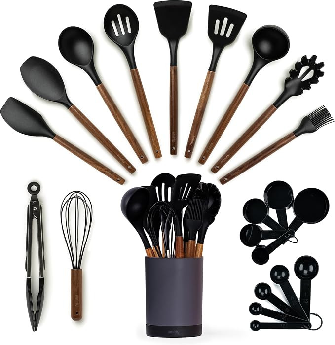 SMIRLY Kitchen Utensils Set – 22-Piece Silicone Cooking Utensils Set, Spatula Set with Holder, ... | Amazon (US)