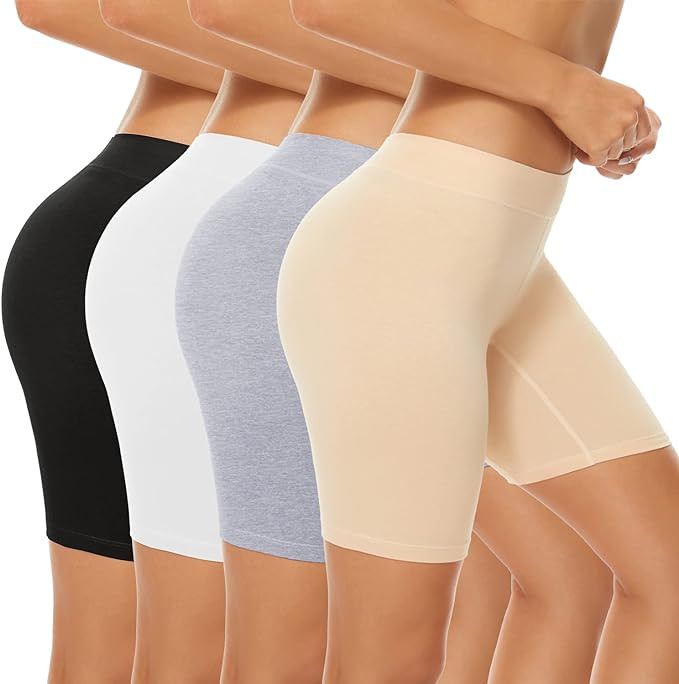 POKARLA 4 Pack Women's Cotton Underwear Boxer Shorts Anti Chafing Bike Shorts Boyshorts Panties R... | Amazon (US)