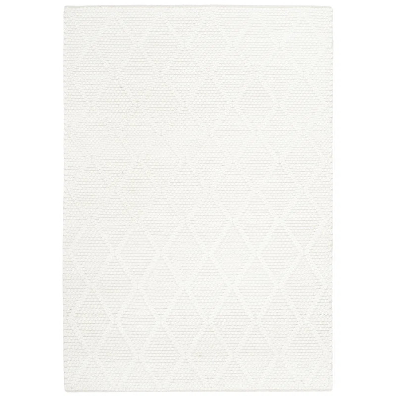 Krizal Hand Woven Wool/Viscose Geometric Rug in Ivory | Wayfair North America