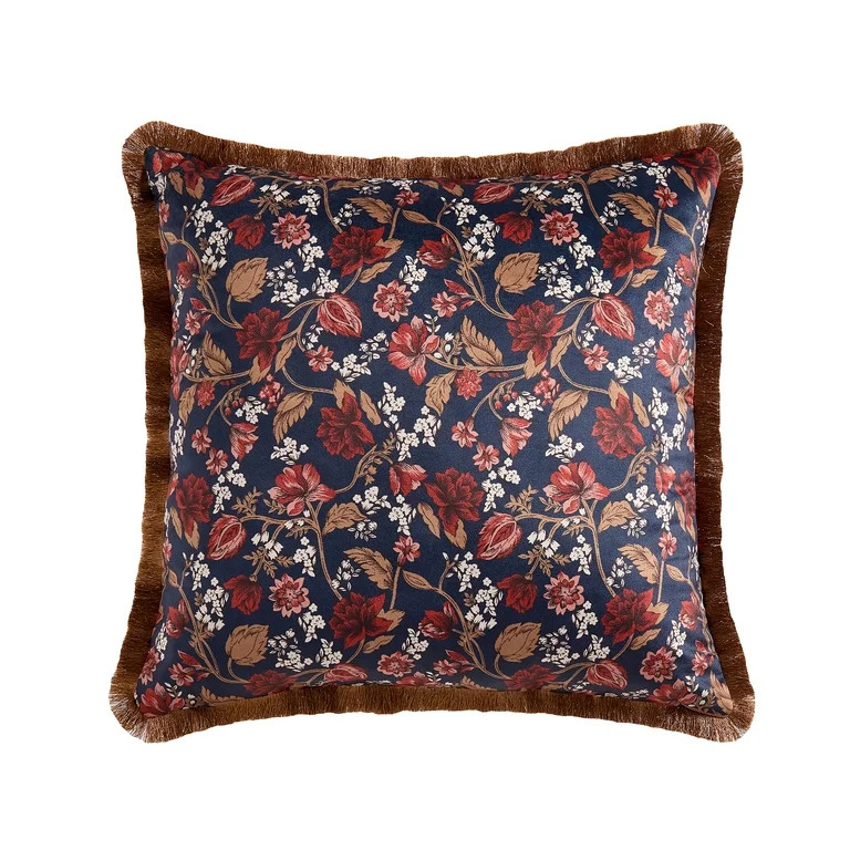 Home Decor Collection 20" x 20" Greystone Floral Velvet Decorative Pillow | Walmart (US)
