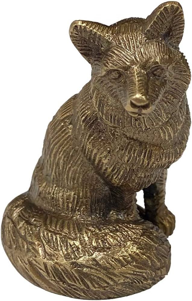 2-1/2" Antiqued Brass Sitting Fox Paperweight Tabletop Lodge Cabin Decor | Amazon (US)