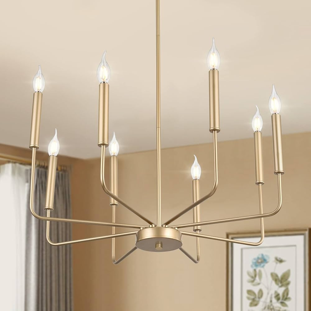 Modern Gold Farmhouse Chandeliers, 8-Light Industrial Metal Chandelier Lighting, Classic Candle H... | Amazon (US)