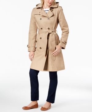 London Fog Hooded Double-Breasted Trench Coat | Macys (US)