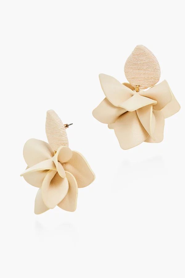 Cream Silk and Leather Orchid Earring | Tuckernuck (US)