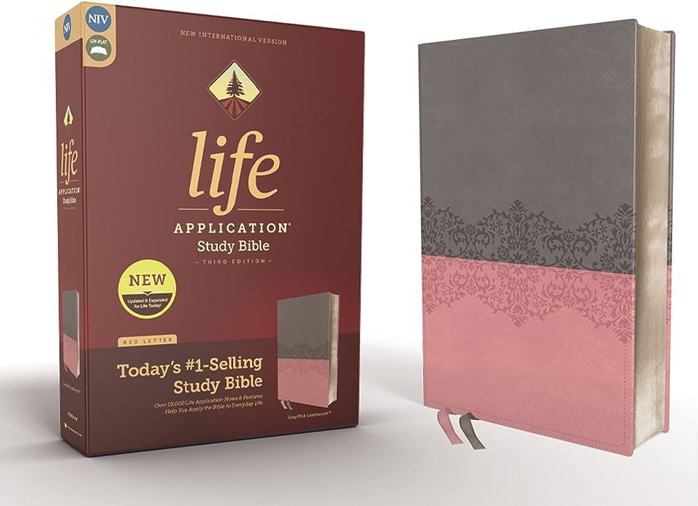 NIV, Life Application Study Bible, Third Edition, Leathersoft, Gray/Pink, Red Letter | Amazon (US)