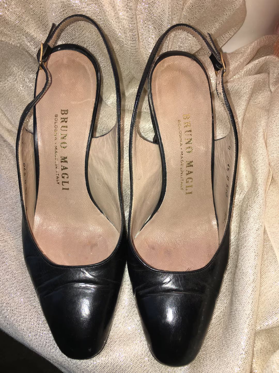 Vintage Bruno Magli, Made in Italy, Black Leather Slingback Ladies Shoes, Size 4 1/2 B - Etsy | Etsy (US)