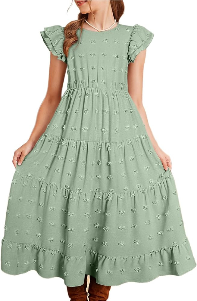 Girls Summer Dress Tween Polka Dots Maxi Pockets Dresses Size 6-16 Years Old | Amazon (US)
