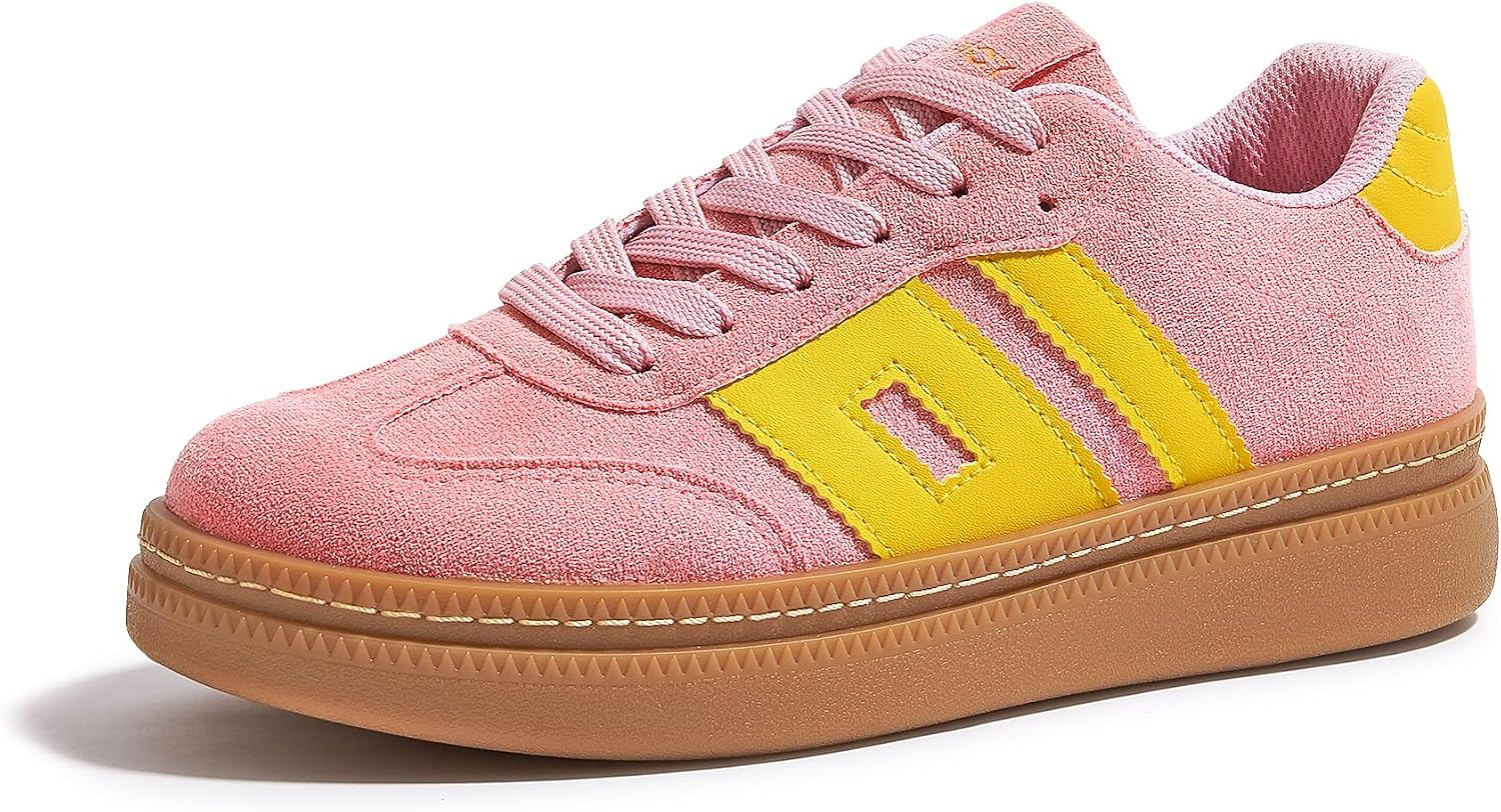Women's Platform Sneakers Vintage Tennis Shoes with Thick Rubber Gum Sole Breathable Cushioned Comfort for Casual, Sporty & Streetwear | Amazon (US)