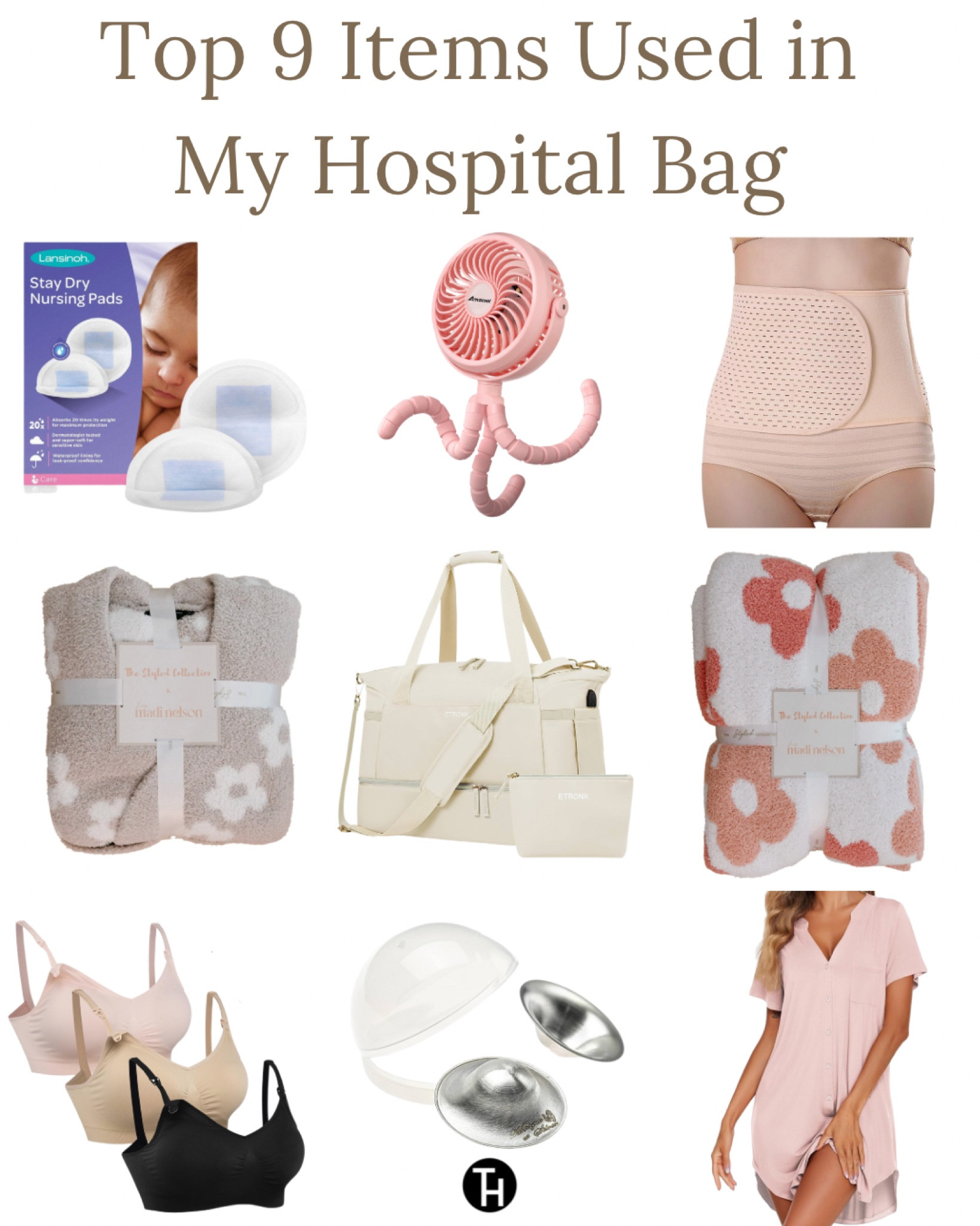 Top 9 items used in my hospital bag 

Nursing pads
Robe 
Blanket
Bag
Shields nipple 
Nursing bra
Night gown 
Fan 
Waist trainer 

#LTKbump #LTKbaby #LTKfamily