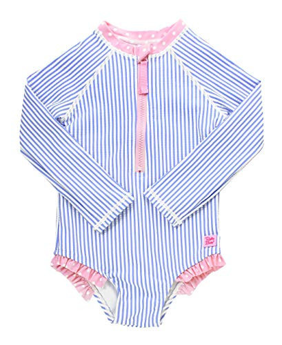 RuffleButts® Girls Long Sleeve One Piece Swimsuit - Periwinkle Blue Seersucker with UPF 50+ Sun Protection - 2T | Amazon (US)