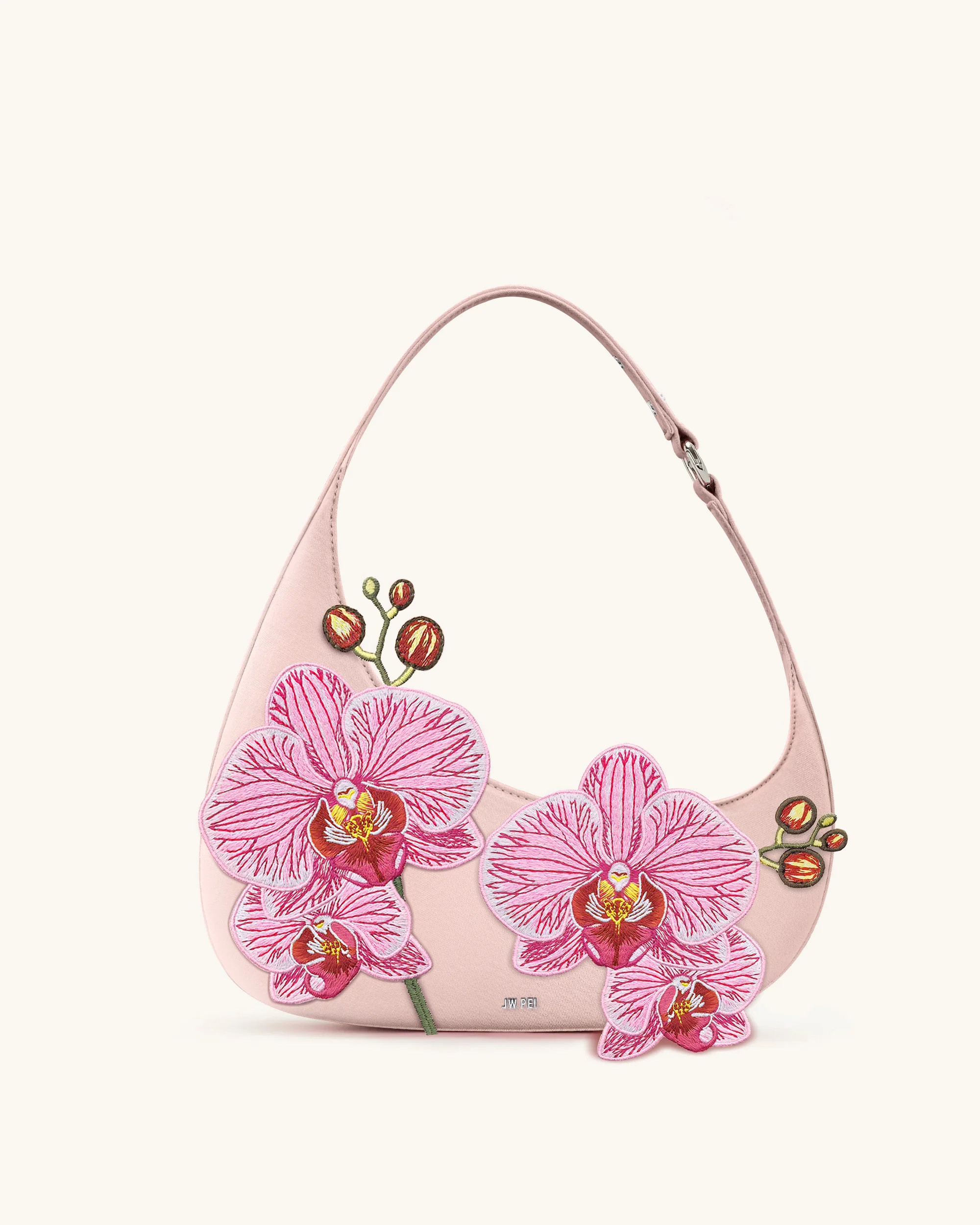 Harlee Orchid Embroidered Shoulder Bag - Pink | JW PEI US