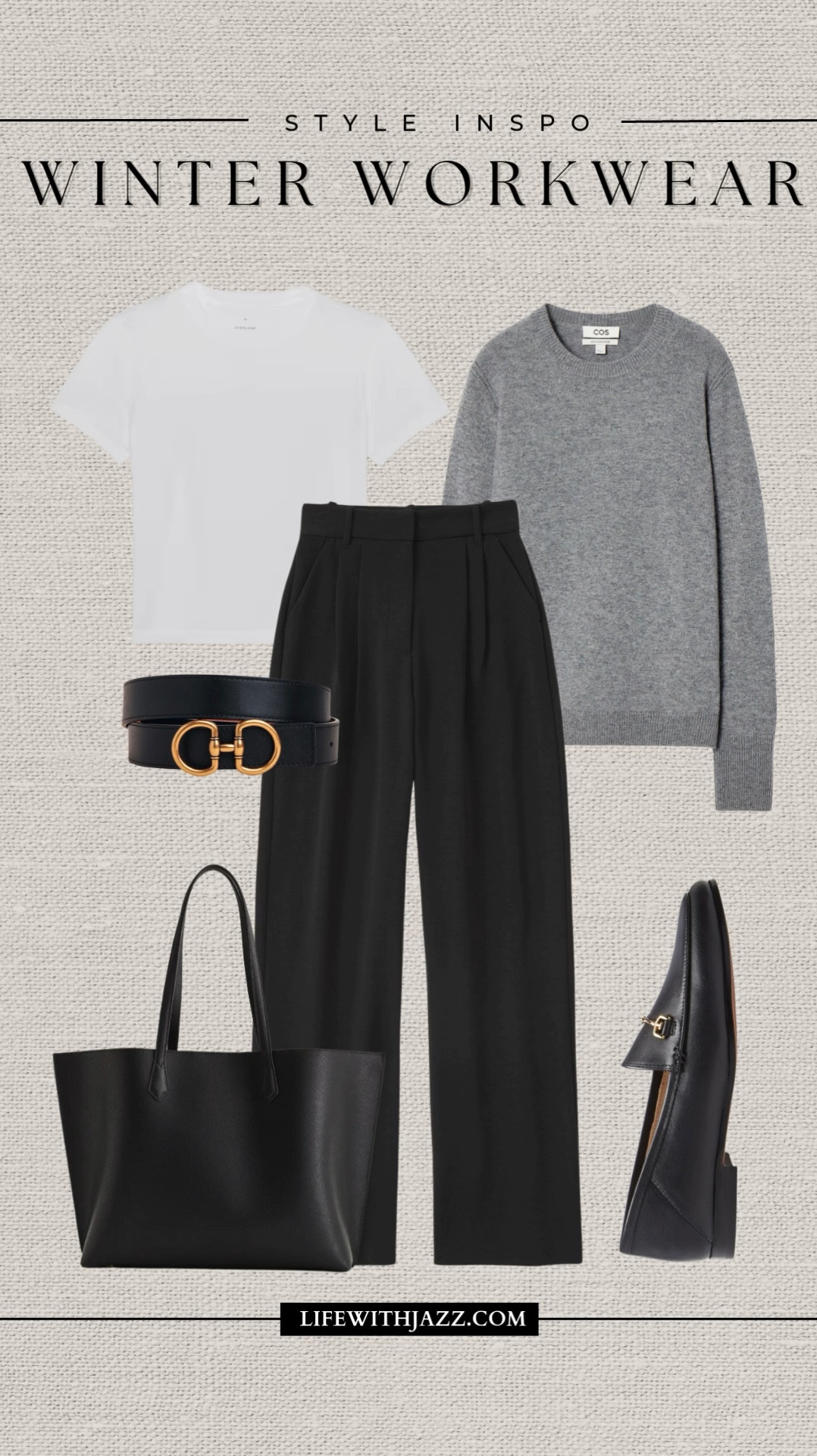 Style inspo: winter workwear 

Gray sweater / white tee / black tailored pants / laptop tote / belt / loafers / smart casual / office outfits 

#LTKSeasonal #LTKWorkwear #LTKStyleTip