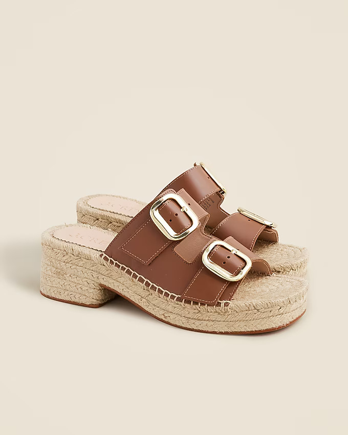 Made-in-Spain block-heel espadrilles in leather | J. Crew US