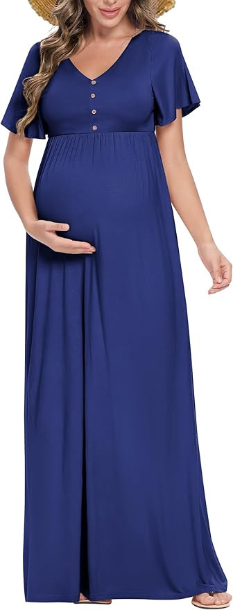 Peauty Summer Maternity Dresses for Women Maternity Photoshoot Dress with Decorative Button Baby ... | Amazon (US)