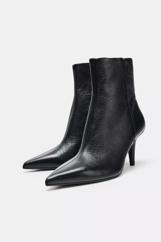 LEATHER HEELED ANKLE BOOTS | Zara US
