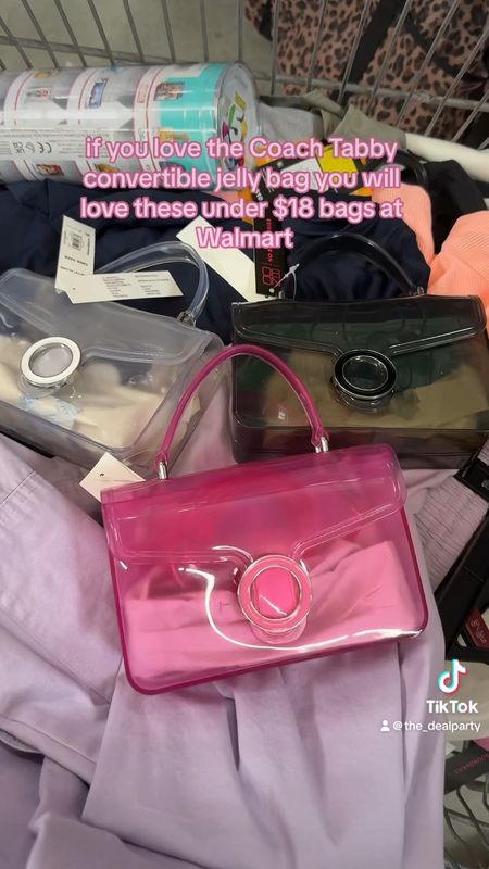 Walmart pink black clear jelly bag purse