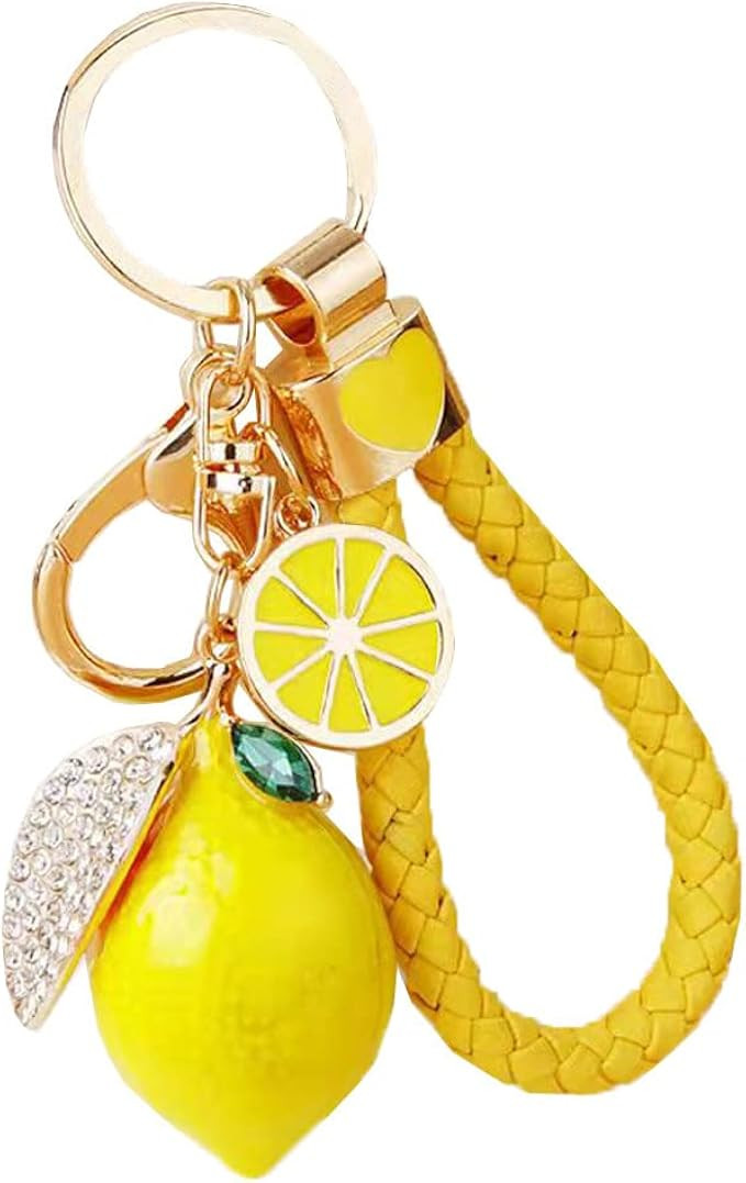 Ergugos Cute Lemon Keychain Little Lemon Crystal Rhinestone Key Chain Fruit Keyring For Purse Bag... | Amazon (US)