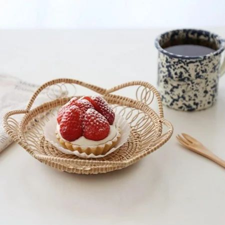 Rattan Fruit Basket Natural Woven Cake Bread Tray for Serving Kitchen Counter Table (Diameter 10-27C | Walmart (US)