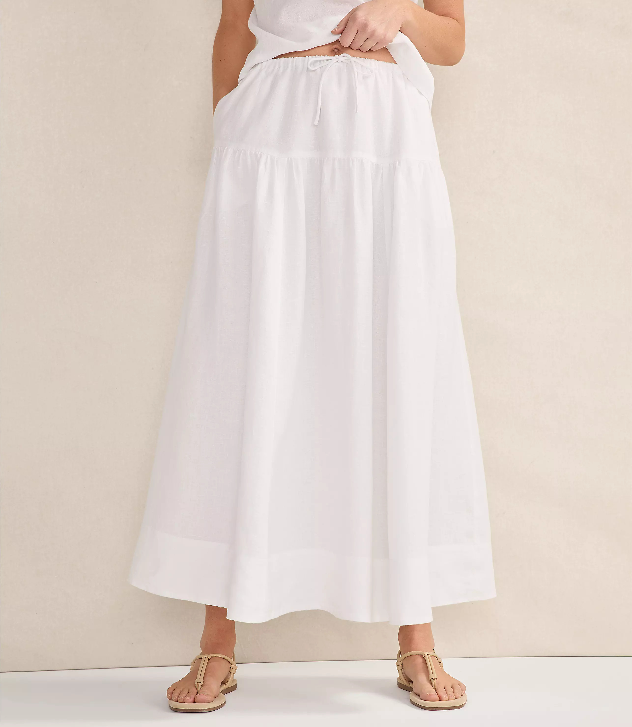 Haven Well Within Linen Tiered Maxi Skirt | LOFT