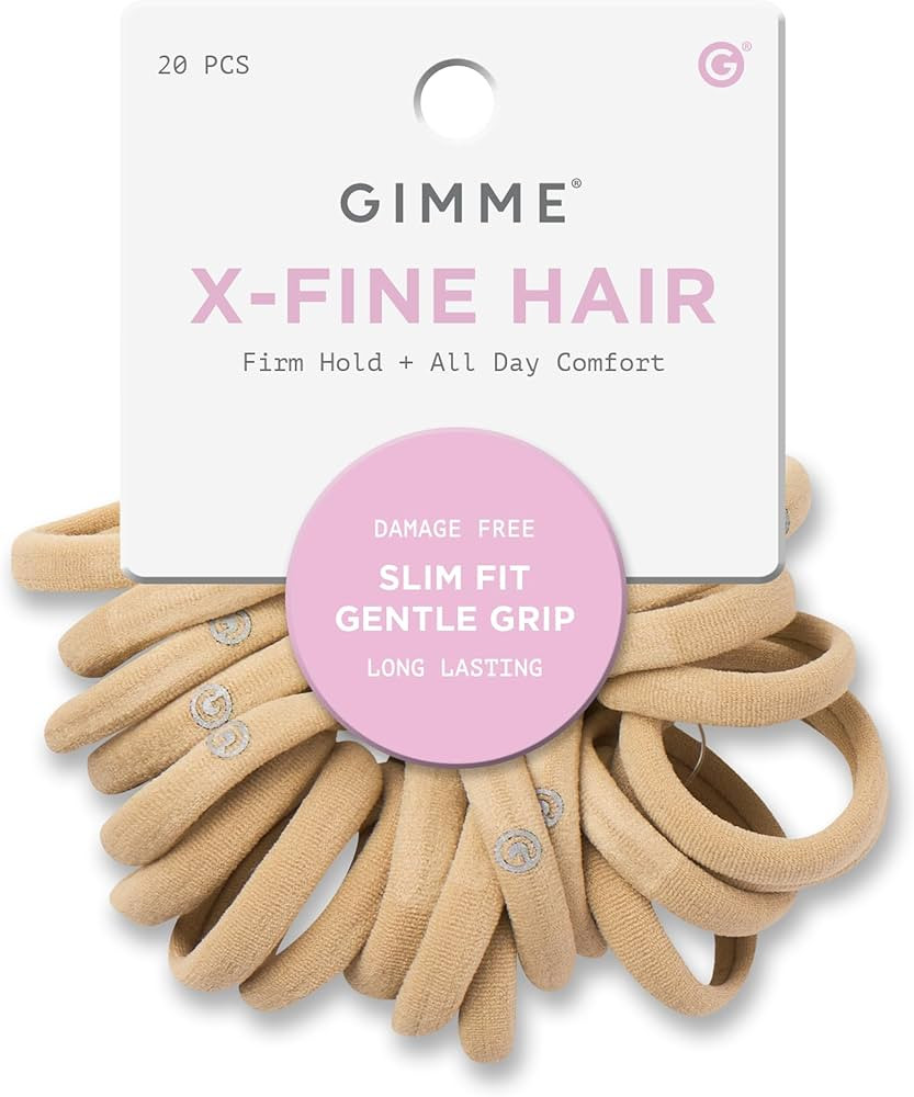 Gimme Beauty X-Fine Hair Bands - Slim-Fit Elastic Ties for Extra Fine Hair - No-Dent, Gentle-Grip Ponytail Holders for All-Day Comfort - 20 Pack, Blonde | Amazon (US)