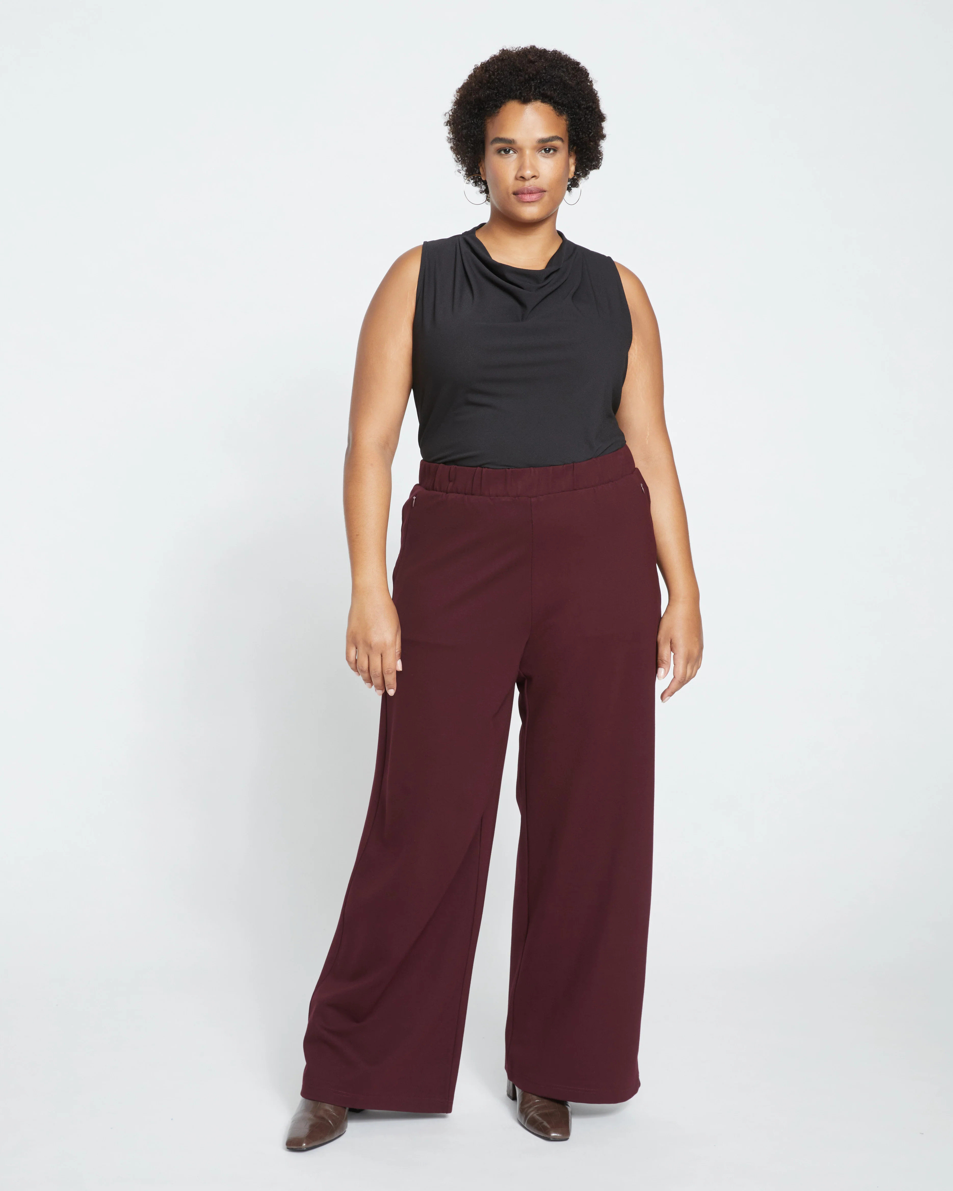 Stephanie Wide Leg Ponte Pants - Black Cherry | Universal Standard