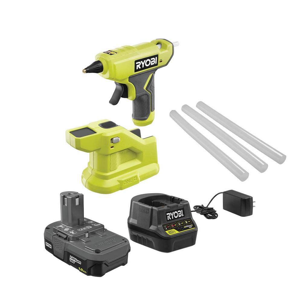Techtronics Ryobi ONE+ 18V Cordless Compact Glue Gun Kit with 1.5 Ah Compact Lithium-Ion Battery and | Amazon (US)