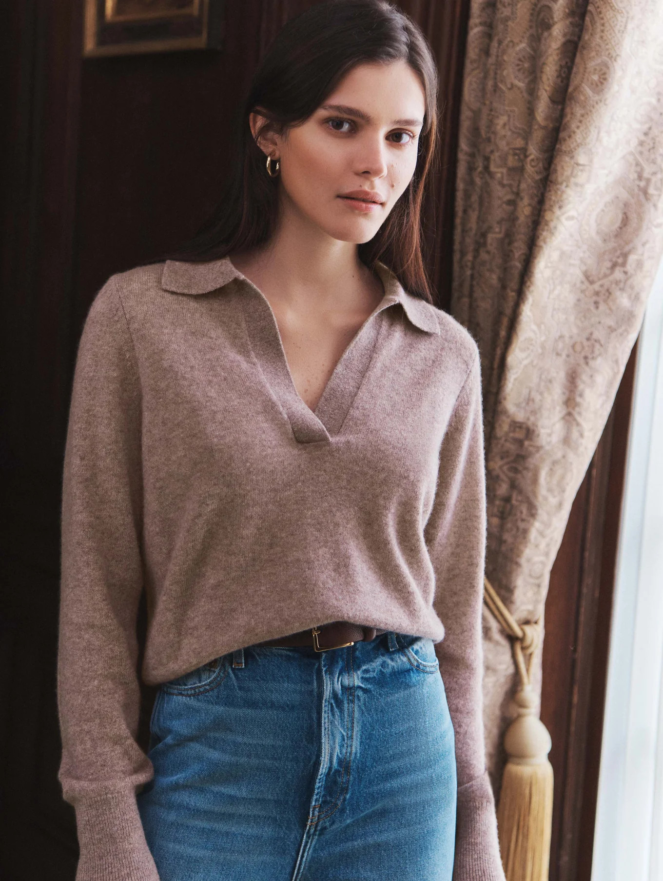 Cashmere Polo Sweater | White and Warren