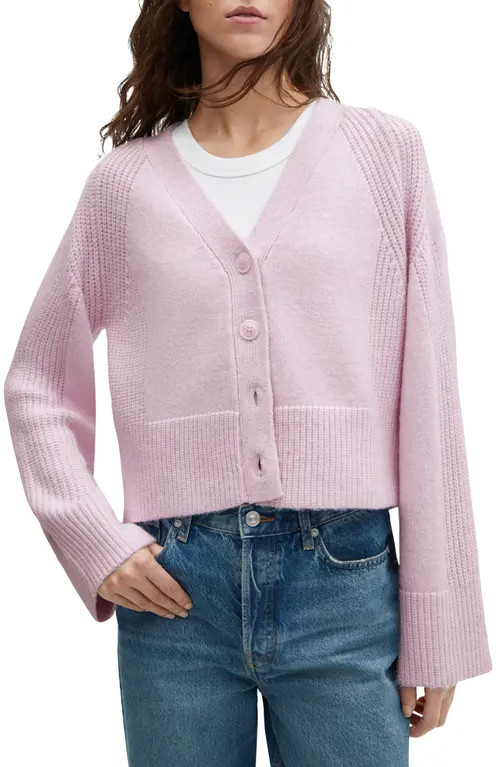 MANGO Mixed Stitch Cardigan in Light/Pastel Purple at Nordstrom, Size Small | Nordstrom
