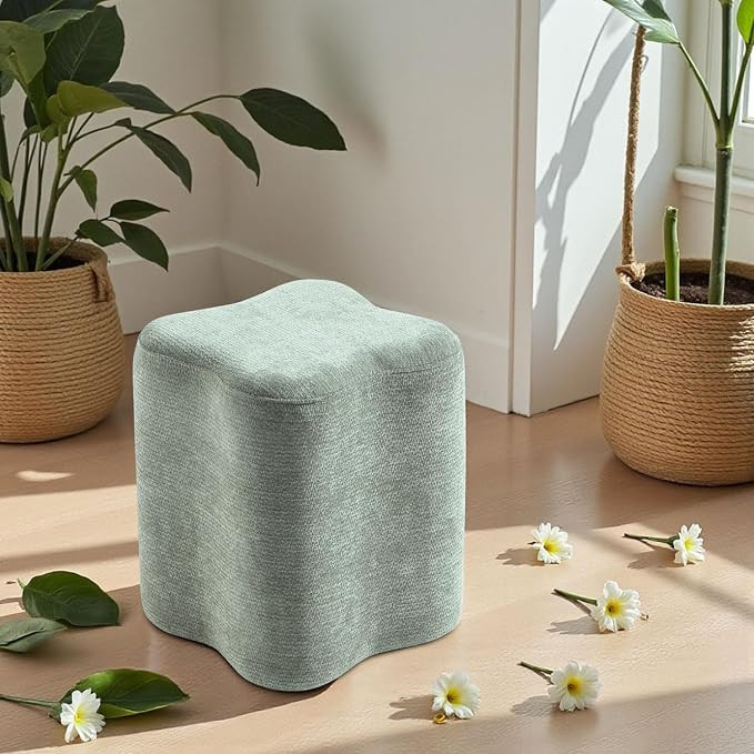 14.4 Inch Flowers Shaped Ottoman,Modern Chenille Ottoman Vanity Stool for Living Room Comfortable... | Amazon (US)