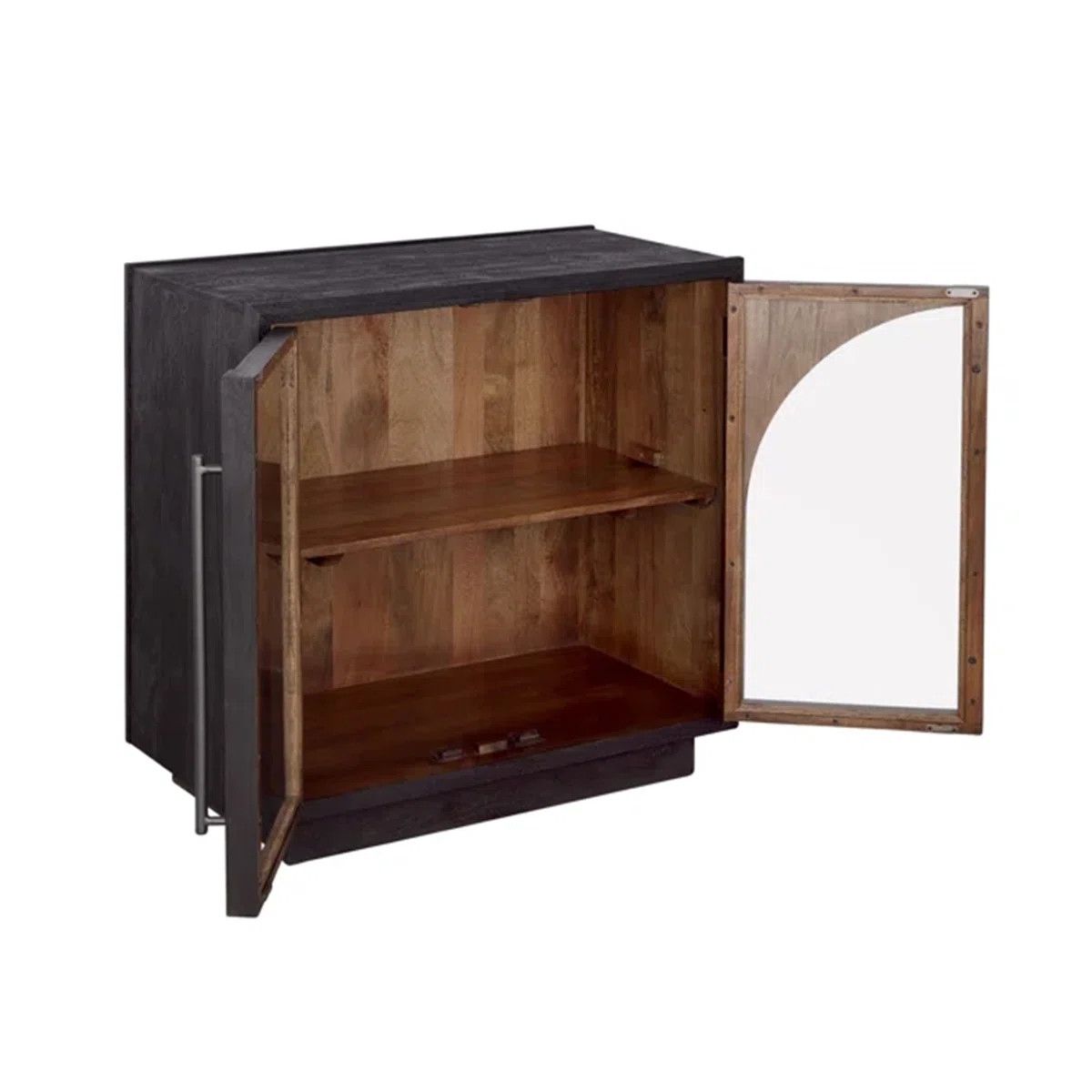 Arvetta Wood Two Door Storage Cabinet with Glass | Wayfair North America