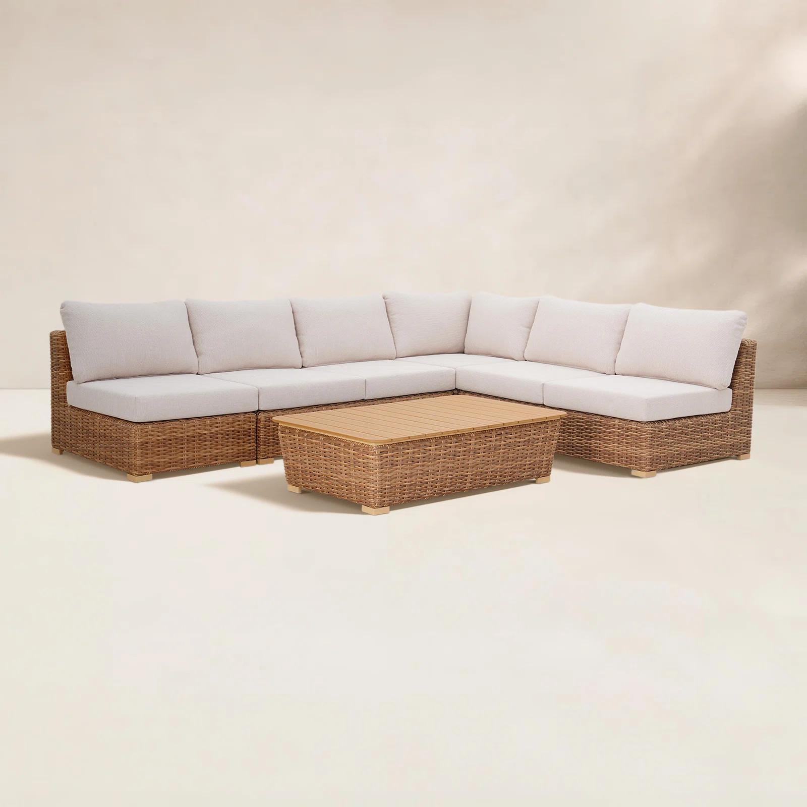 Windsor 5-Piece Aluminum All-Weather Wicker Modular Sofa Set With Olefin Cushion | Birch Lane