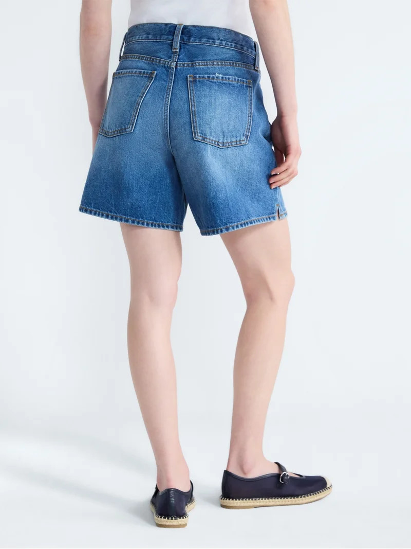 Free Assembly Women's Denim Shorts with Twill Tie, 6" Inseam, Sizes 0-18 | Walmart (US)