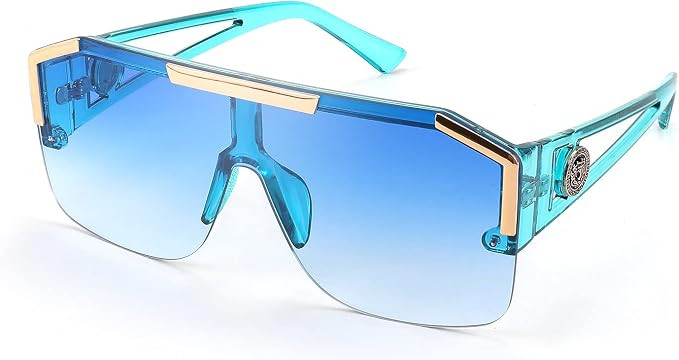 FEISEDY Square Flat Top Shield Sunglasses One Piece Frameless Stylish Women Men UV400 B2765 | Amazon (US)