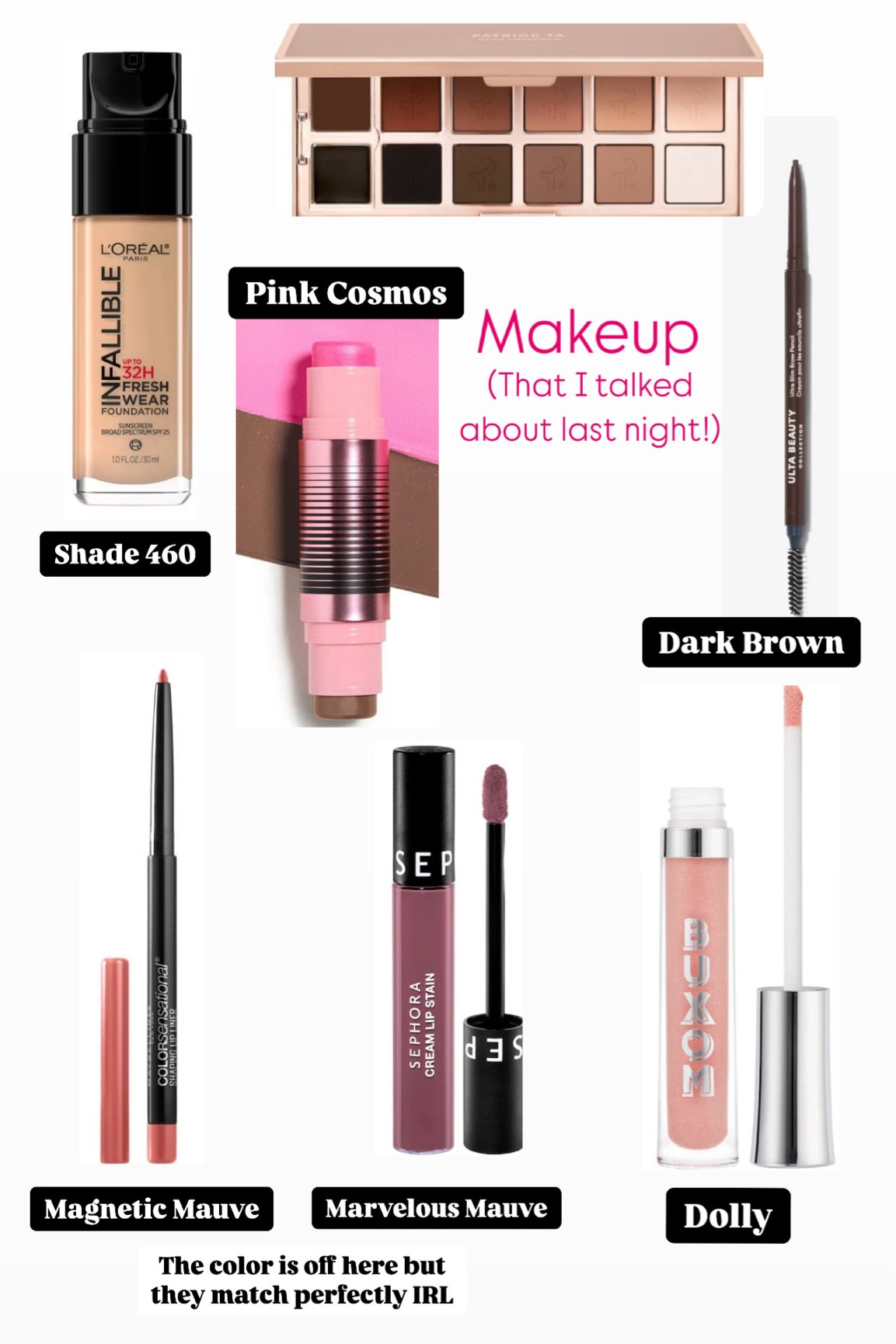 Current makeup products  

#LTKGiftGuide #LTKBeauty