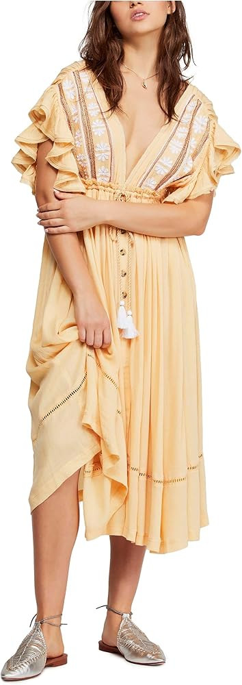 Free People Womens Will Wait for You Boho Floral Maxi Dress | Amazon (US)