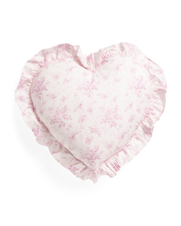 19x20 Floral Ruffle Heart Shaped Pillow | TJ Maxx