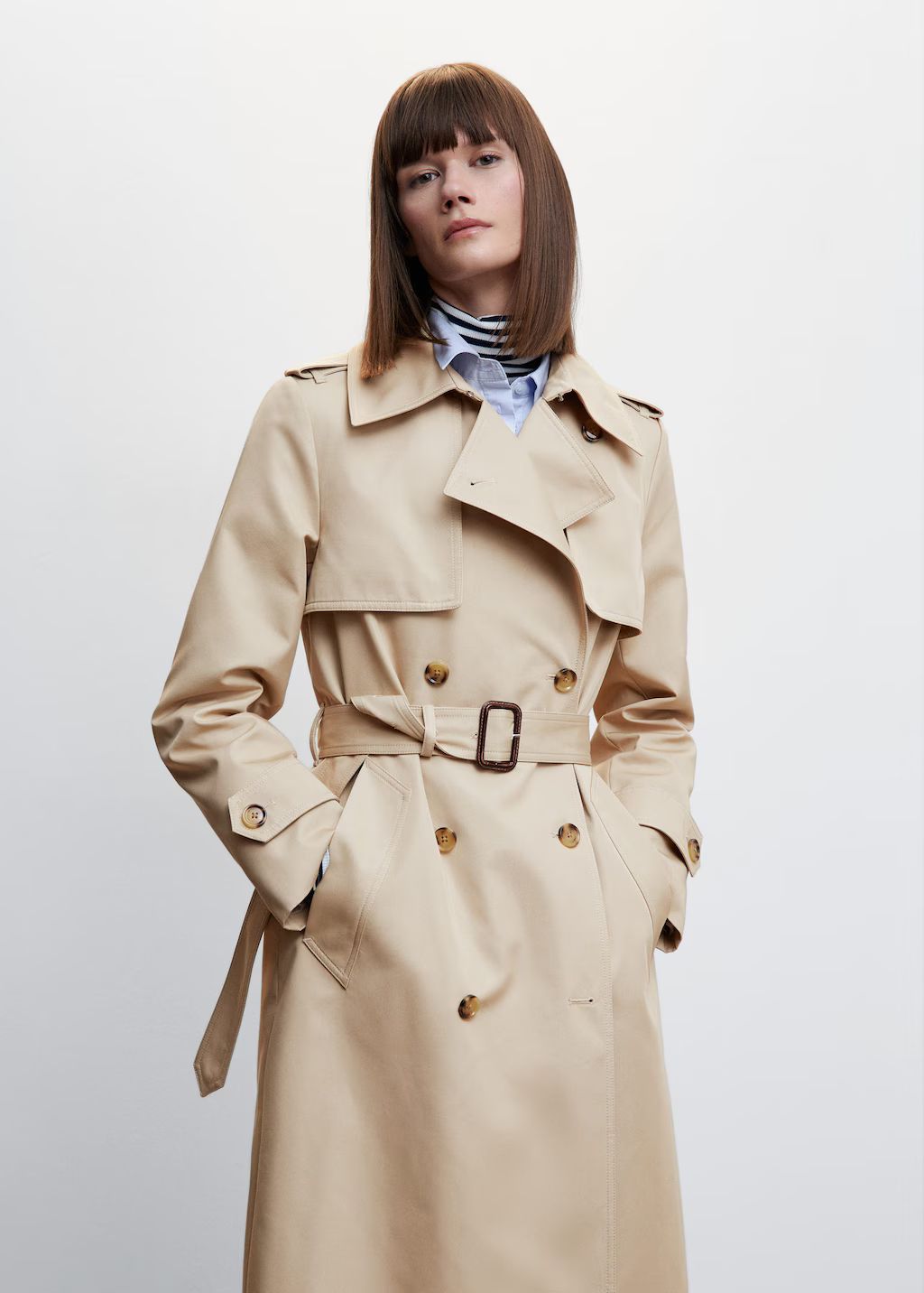 Classic long trench coat | Beige Trench Coat Outfits | Wool Trench Coat | Spring 2023 Outfits | MANGO (US)