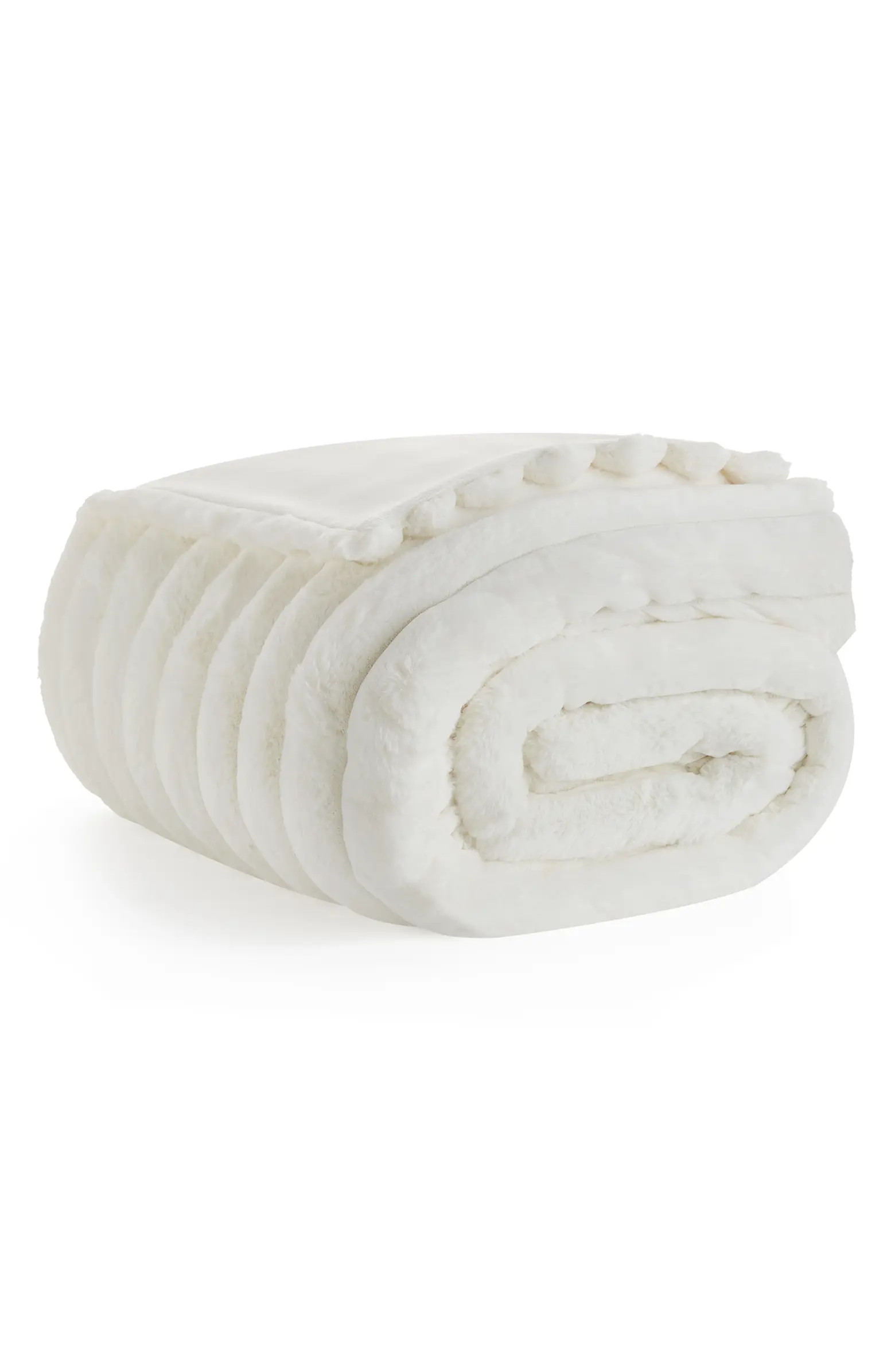 Channel Quilt Faux Fur Throw Blanket | Nordstrom