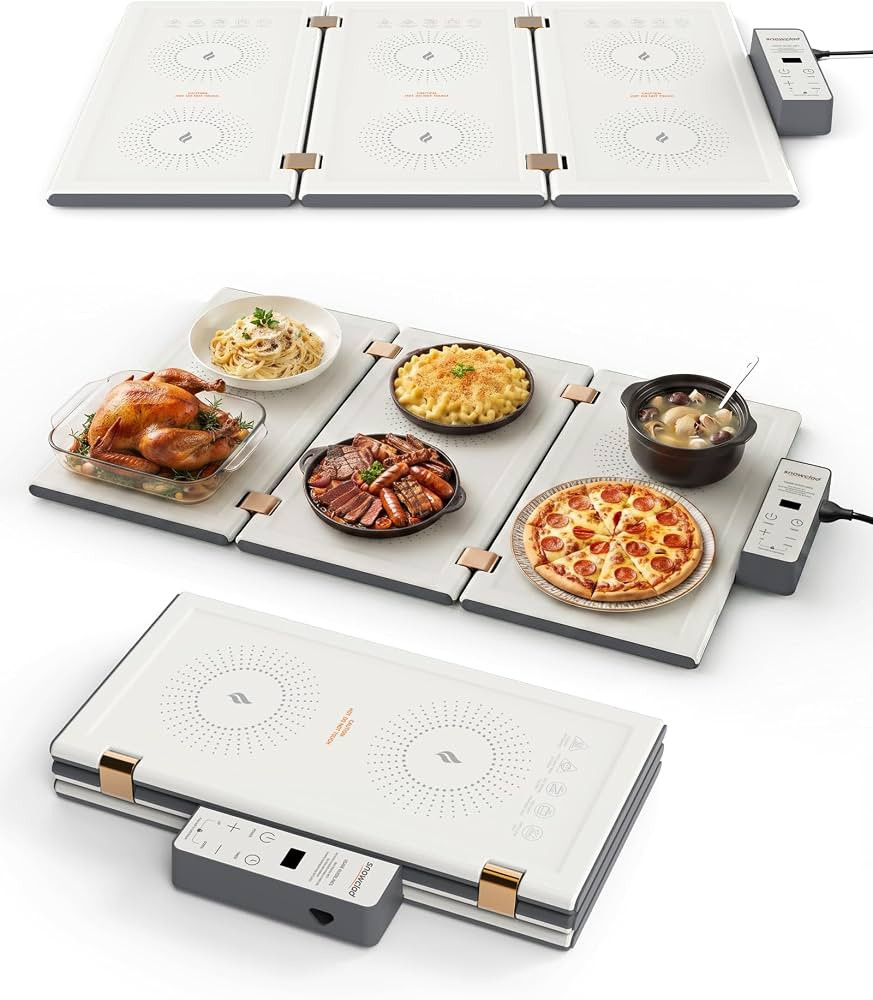 Electric Food Warming Tray, 3-Fold Design Food Warmer for Parties & Buffet | Amazon (US)