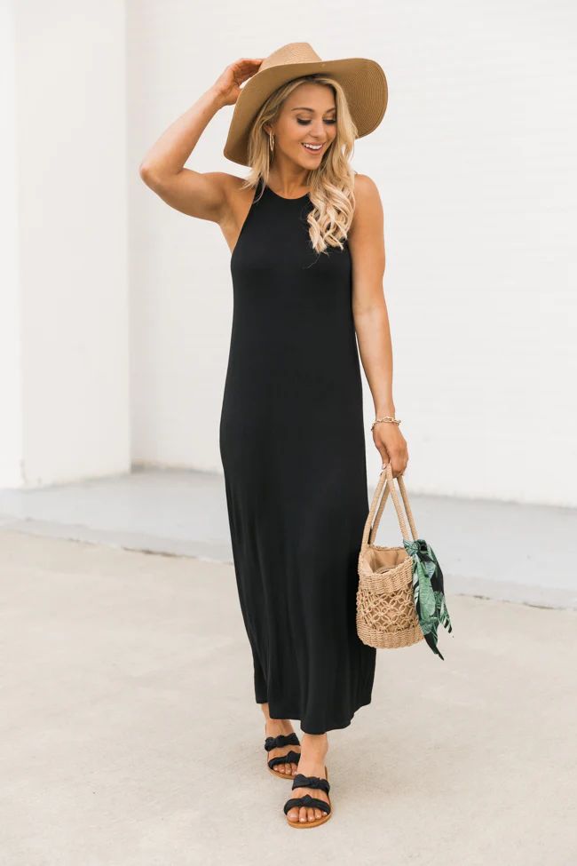 Longing For You Black Midi Tank Dress | The Pink Lily Boutique