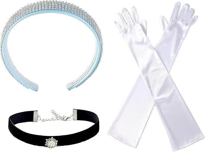 Women's Princess Headband Choker Long Gloves Set Halloween Costume Accessories for Cinderella | Amazon (US)