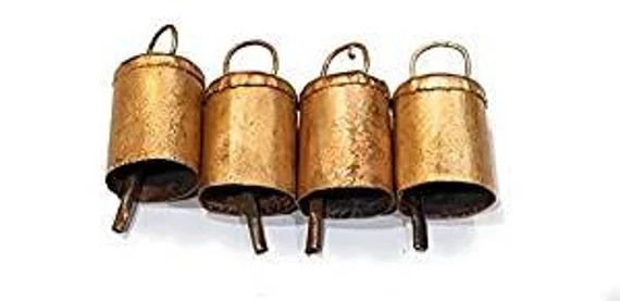10 Metallic bronze golden cylinder shaped bells  rustic | Etsy | Etsy (US)