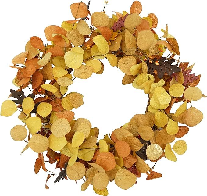 AMF0RESJ Artificial Fall Wreath for Front Door Autumn Eucalyptus Wreath with Colorfully Eucalyptu... | Amazon (US)