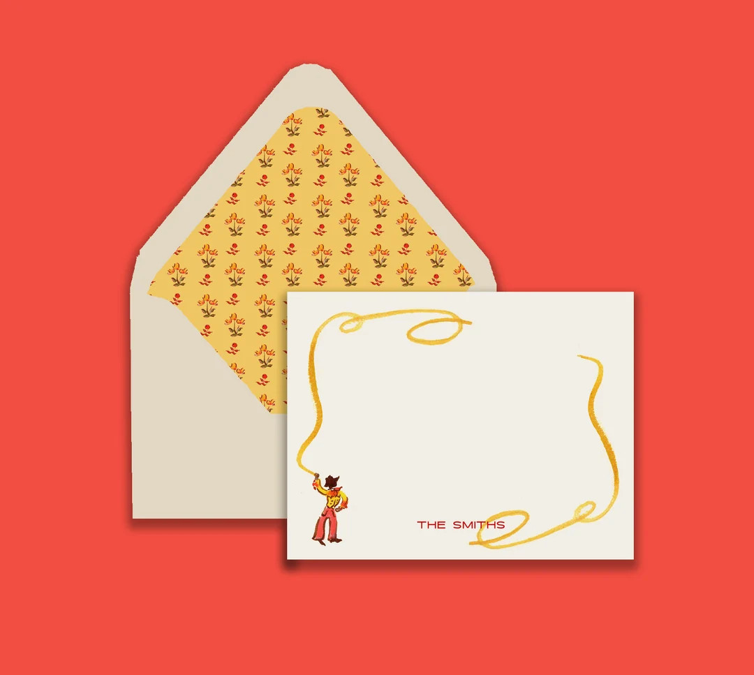 Personalized Stationery: Cowboy {stationary Notecards, Personalized, Watercolor, Custom, Fashion ... | Etsy (US)