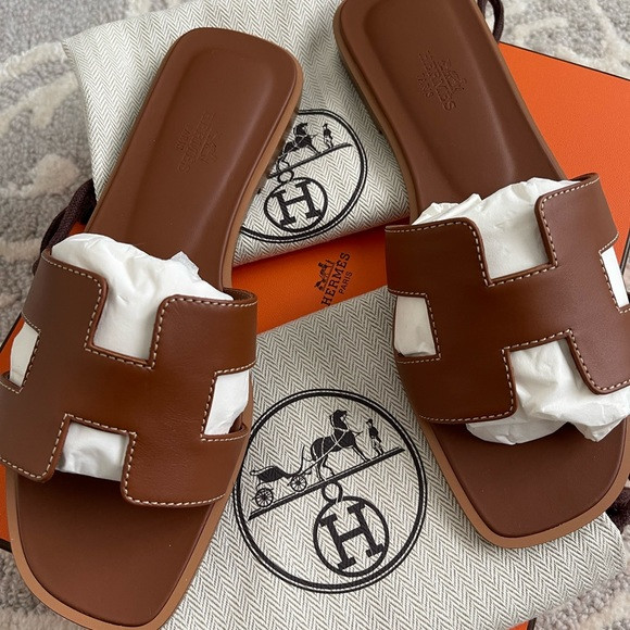 Brand new Hermès Oran gold sandals | Poshmark