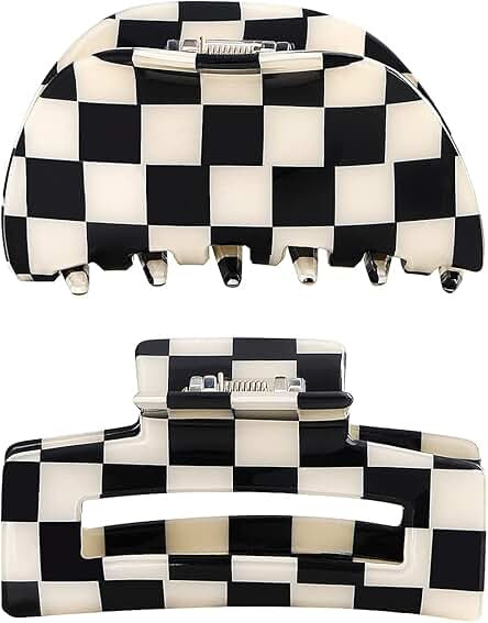 TODEROY Checker Claws Tortoise Barrettes Claw Clips for Women No-Slip Grip Lattice Design Hair Jaw C | Amazon (US)