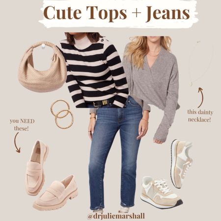 The cutest tops and jeans to throw on and have a perfect outfit for the day! #topsandjeans #sweaters #sneakers #jewlery

#LTKFind #LTKshoecrush #LTKstyletip
